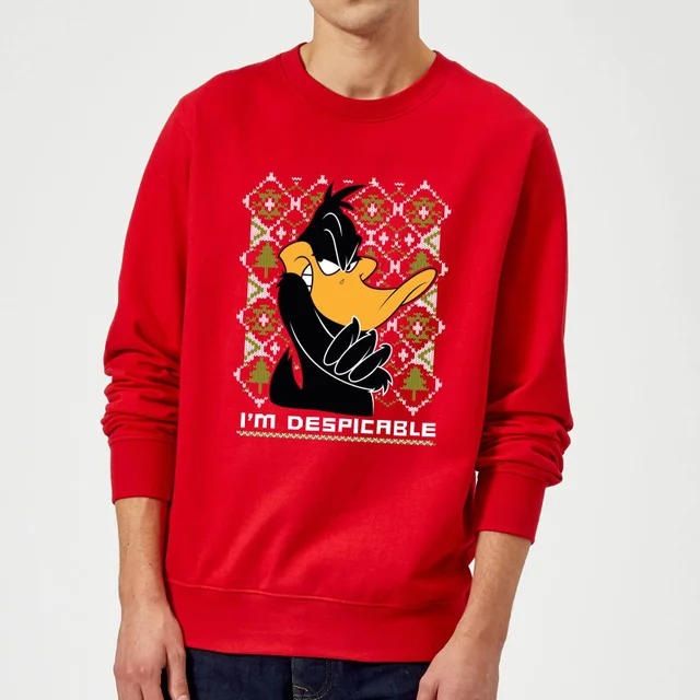 Looney Tunes Daffy Duck Knit Pull de Noël - Rouge