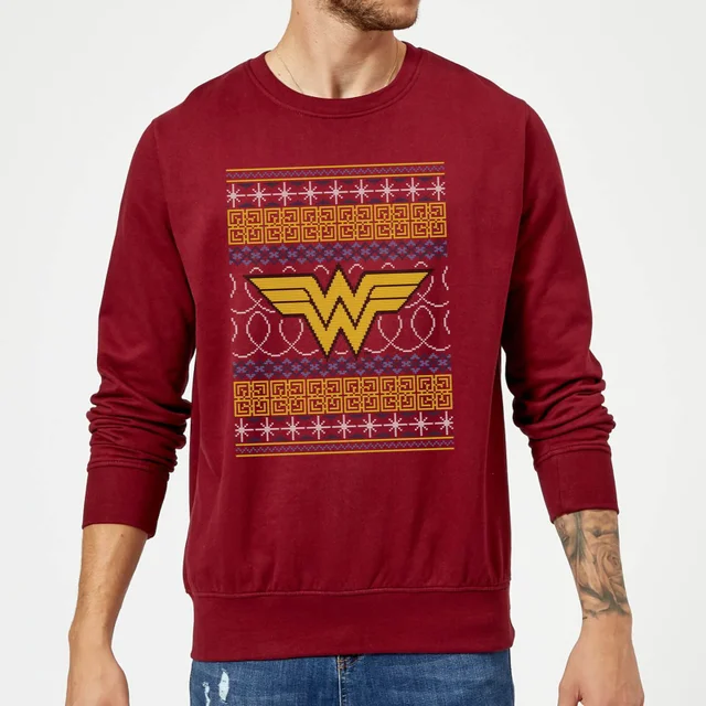 DC Wonder Woman Knit Pull de Noël - Bordeaux