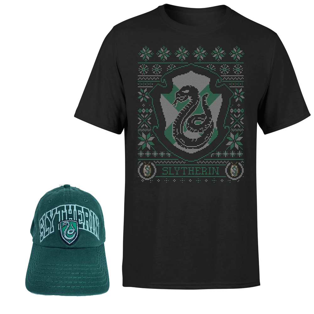 Harry Potter Slytherin T-Shirt and Cap Bundle - Black - Homme - S Image 1