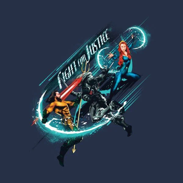 Aquaman Fight for Justice Women's T-Shirt - Navy