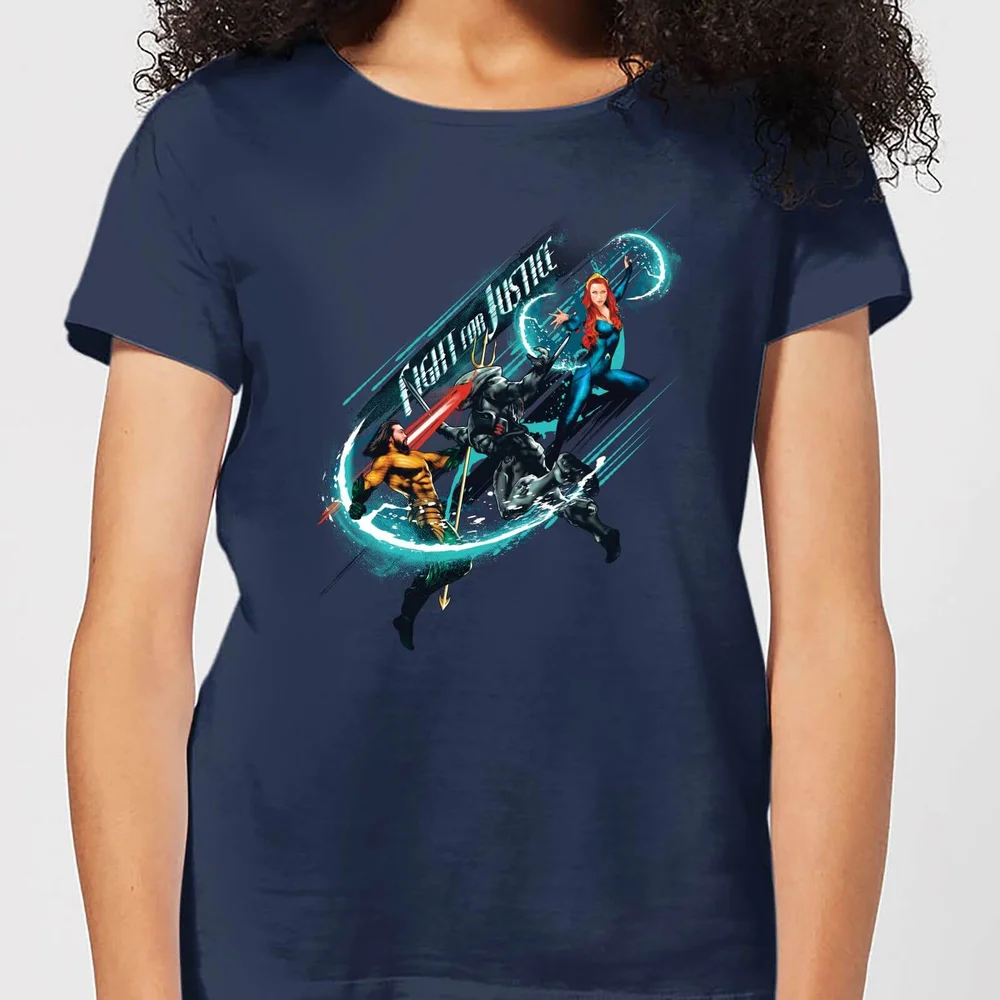 Aquaman Fight for Justice Women's T-Shirt - Navy - XS Image 1