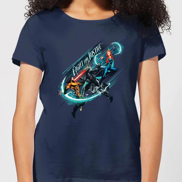 Aquaman Fight for Justice Women's T-Shirt - Navy