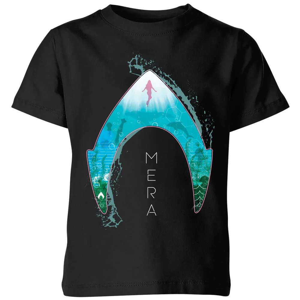 Aquaman Mera Logo Kids' T-Shirt - Black - 3-4 ans Image 1