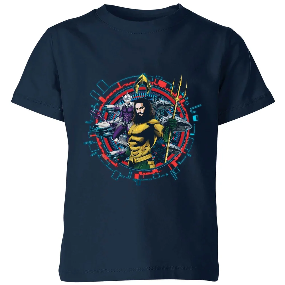 Aquaman Circular Portrait Kids' T-Shirt - Navy - 3-4 ans Image 1