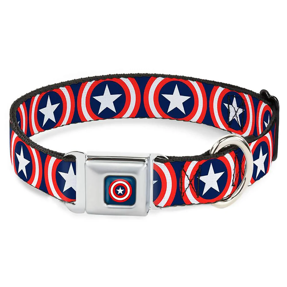 Buckle-Down Marvel Captain America Shield Dog Collar (Various Sizes) - S/13-18 Inches Image 1
