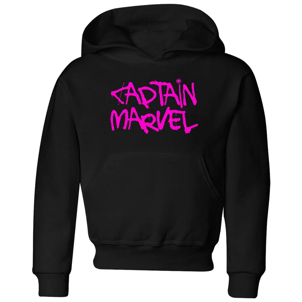 Captain Marvel Spray Text Kids' Hoodie - Black - 3-4 ans Image 1