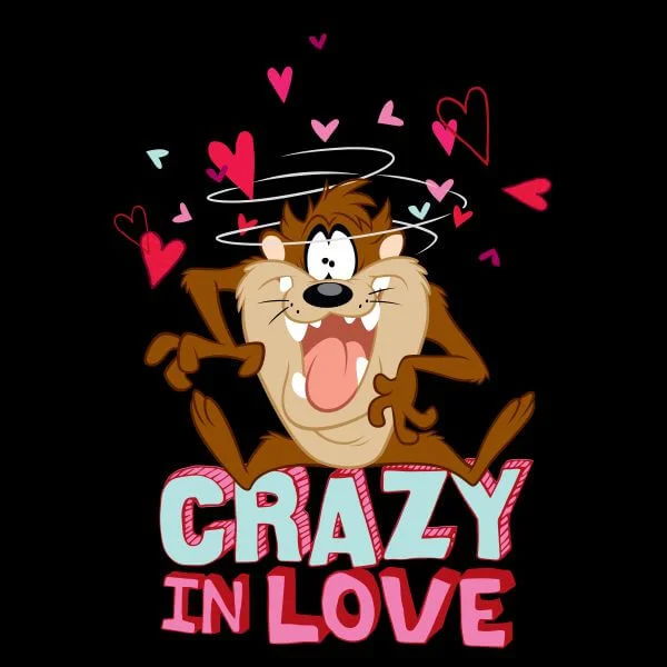 Looney Tunes Crazy In Love Taz Women's T-Shirt - Black