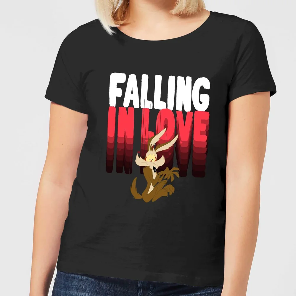 Looney Tunes Falling In Love Wile E. Coyote Women's T-Shirt - Black - S Image 1