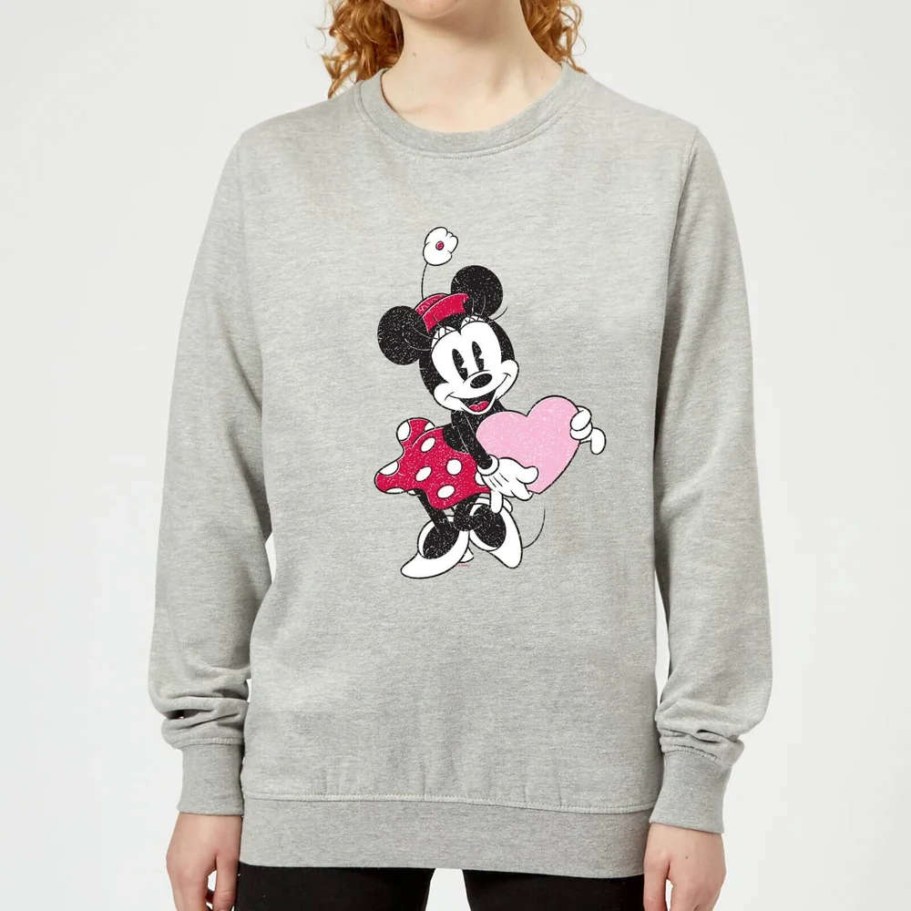 Disney Minnie Mouse Love Heart Women's Sweatshirt - Grey - 3XL Image 1