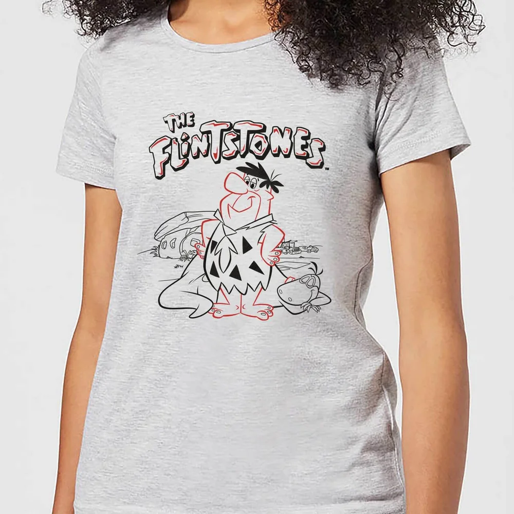 The Flintstones Fred And Dino Women's T-Shirt - Grey - XS - Gris Image 1