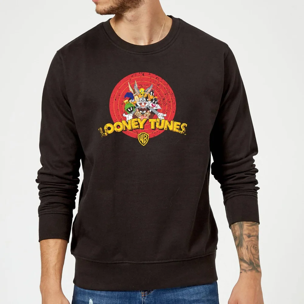 Looney Tunes Logo Distressed Sweatshirt - Black - S - Noir Image 1