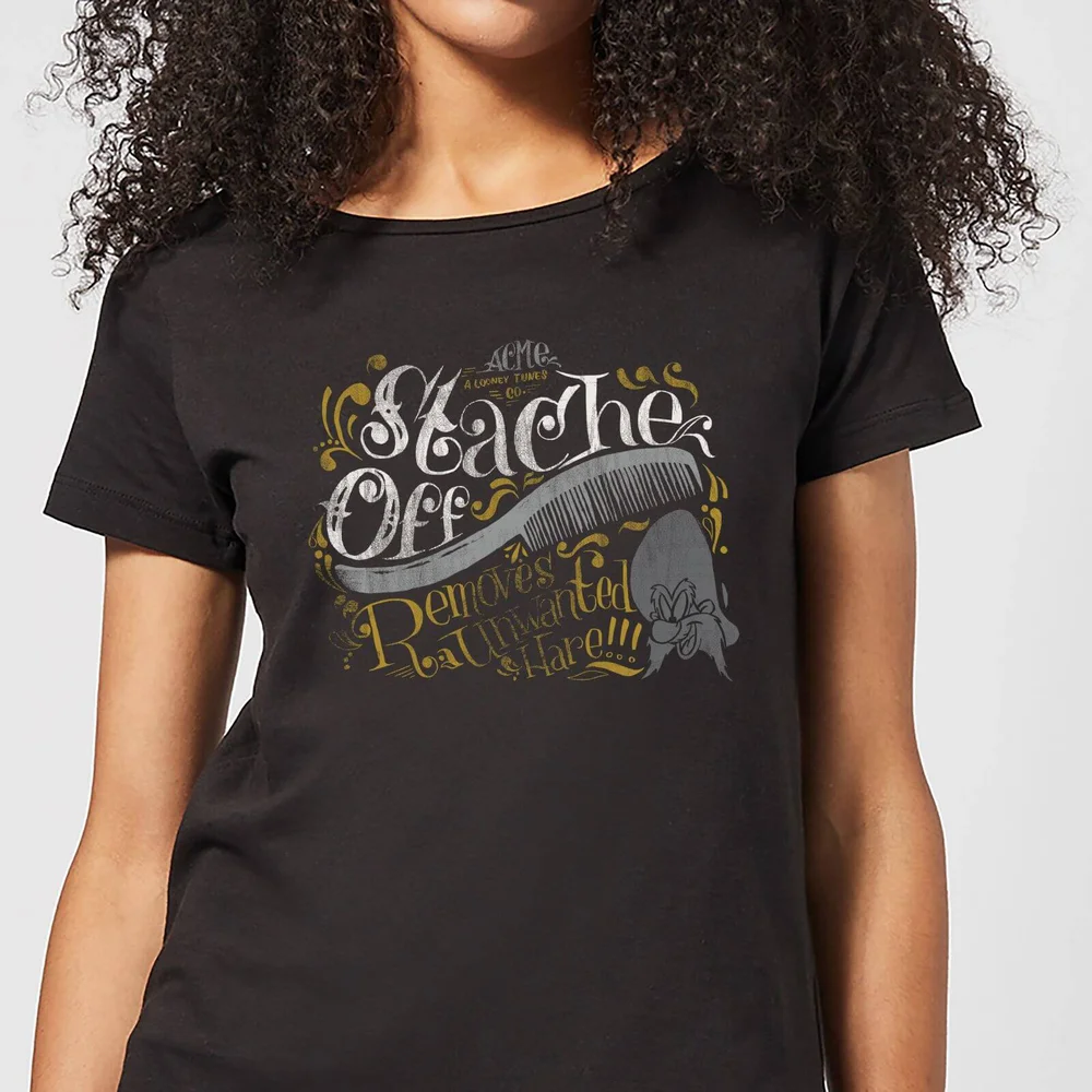 Looney Tunes ACME 'Stache Off Women's T-Shirt - Black - S Image 1