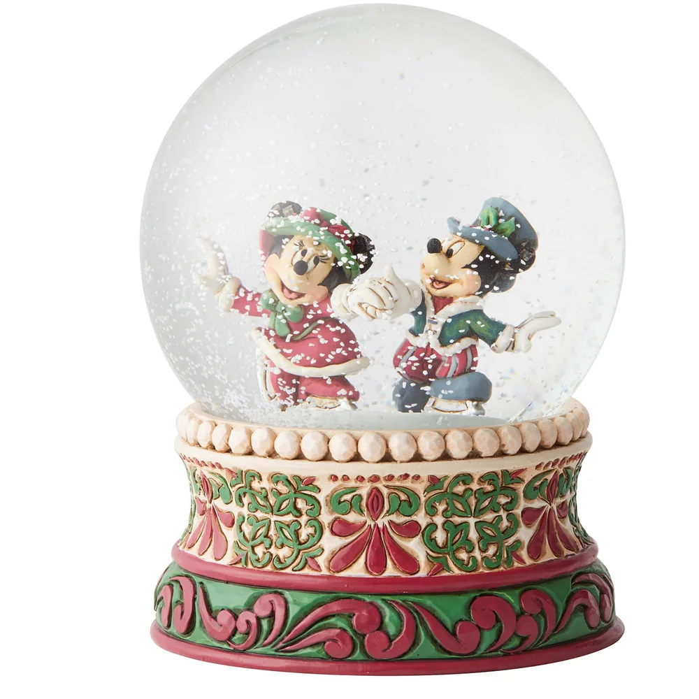 Disney Traditions Splendid Skaters (Victorian Mickey and Minnie Mouse Waterball) 16 cm Image 1