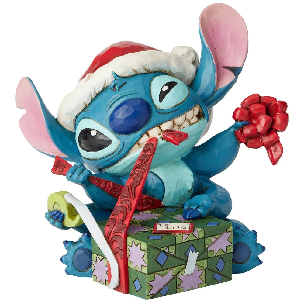 Bad Wrap, Figurine Stitch avec bonnet de Noël (13 cm) – Disney Traditions Image 1
