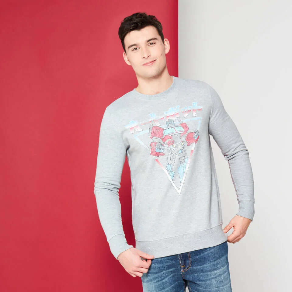 Transformers Optimus Prime Rétro Japonais Sweat-shirt - Gris - S - Gris Image 1