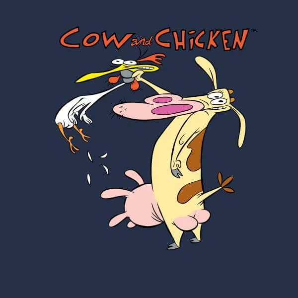 Cow and Chicken Characters Women's T-Shirt - Navy