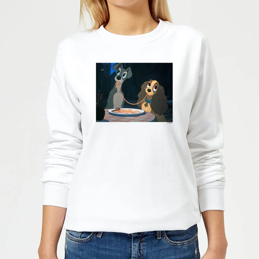Disney Lady And The Tramp Spaghetti Scene Women's Sweatshirt - White - XS Image 1
