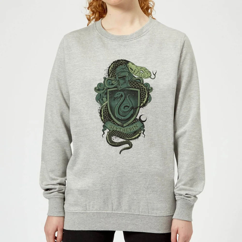 Harry Potter Slytherin Drawn Crest Women's Sweatshirt - Grey - 3XL Image 1