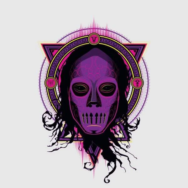 Harry Potter Death Mask 2 Neon Women's T-Shirt - Grey