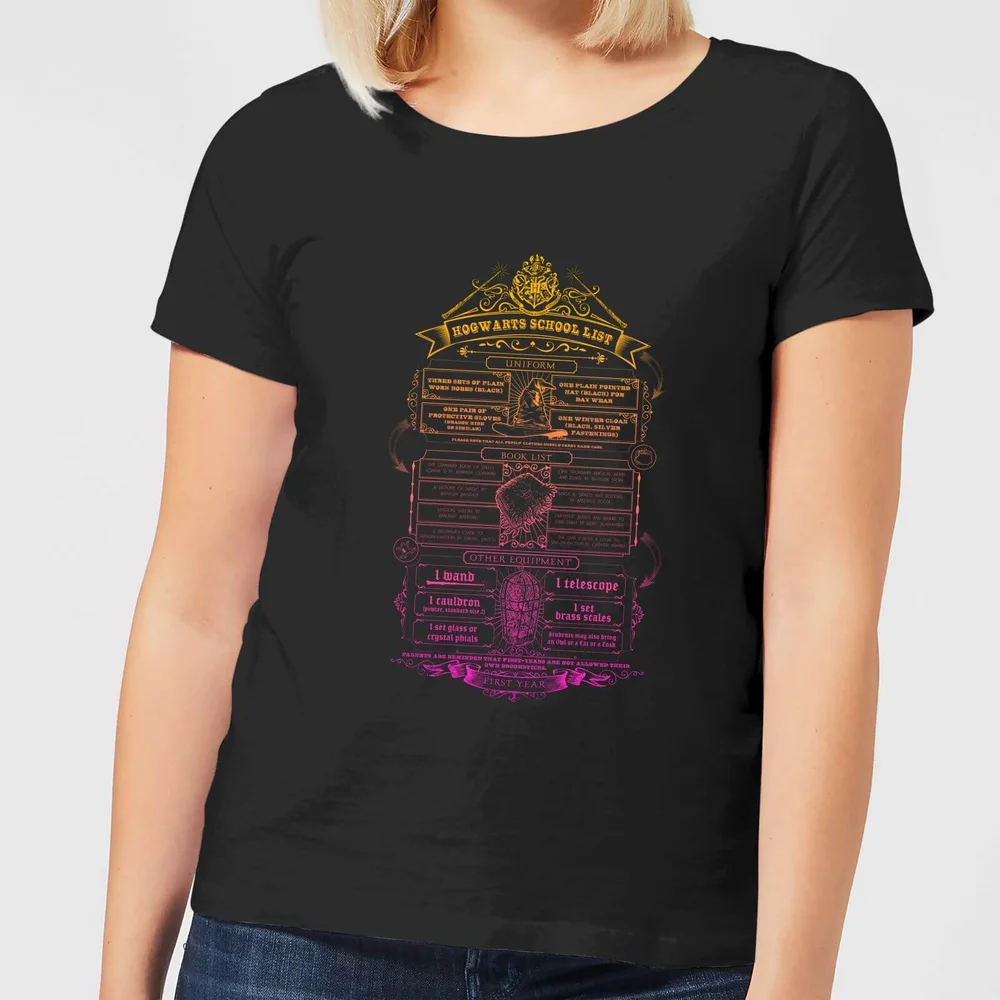 Harry Potter School List Women's T-Shirt - Black - S Image 1