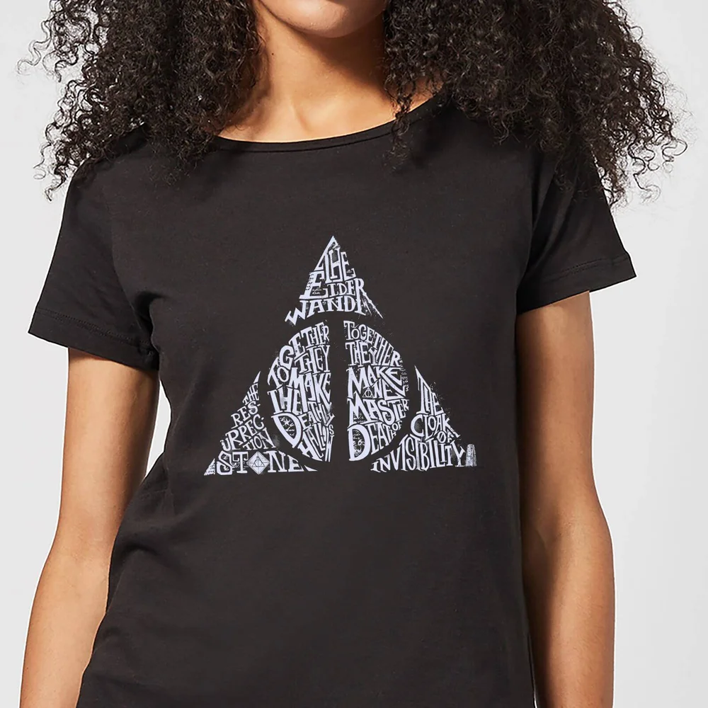 Harry Potter Deathly Hallows Text Women's T-Shirt - Black - XS Image 1
