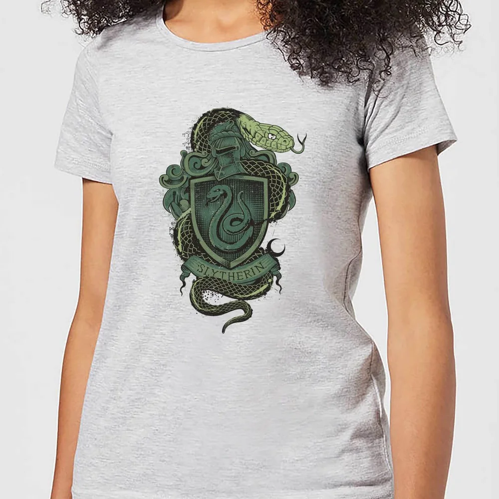 Harry Potter Slytherin Drawn Crest Women's T-Shirt - Grey - XS Image 1