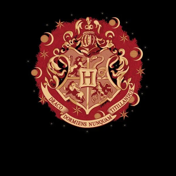 Harry Potter Hogwarts Christmas Crest Women's T-Shirt - Black