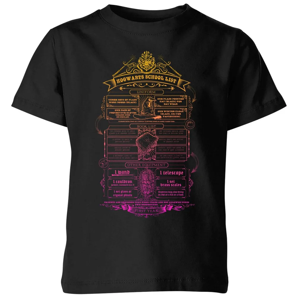 Harry Potter School List Kids' T-Shirt - Black - 3-4 ans Image 1