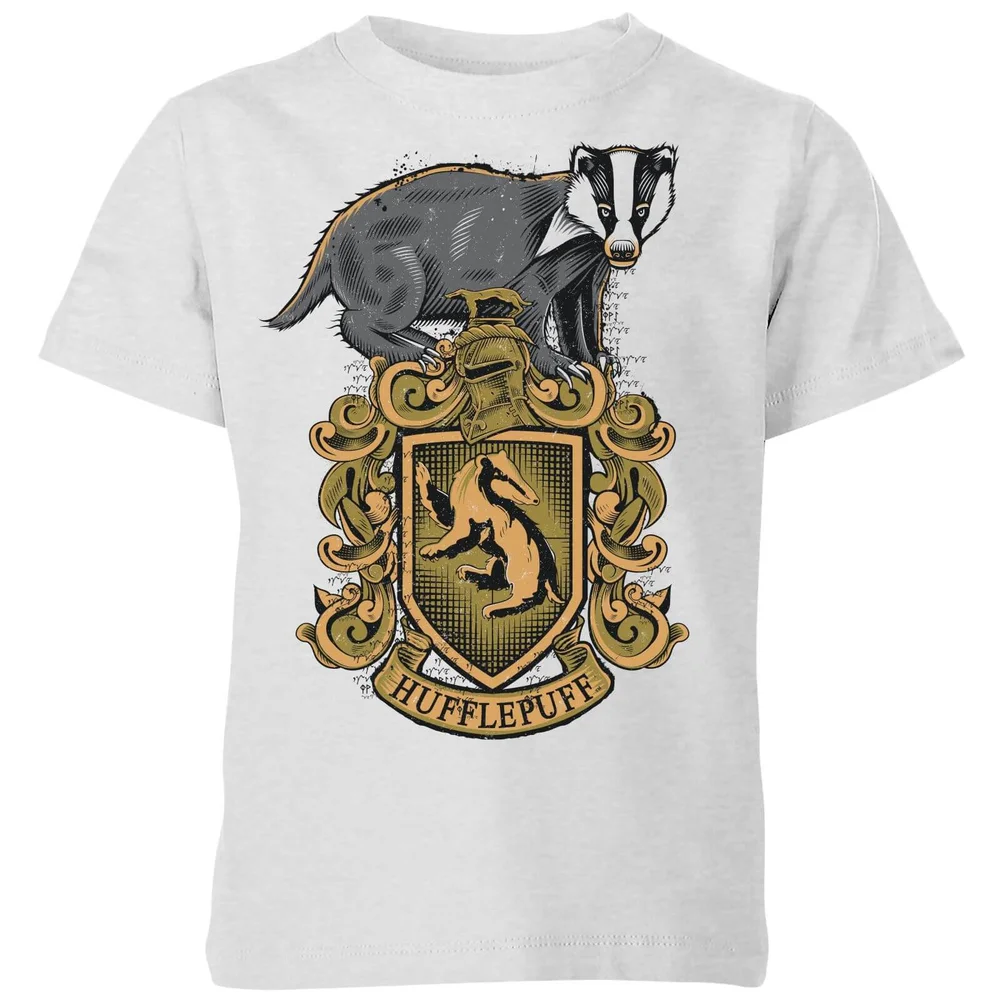Harry Potter Hufflepuff Drawn Crest Kids' T-Shirt - Grey - 3-4 ans Image 1