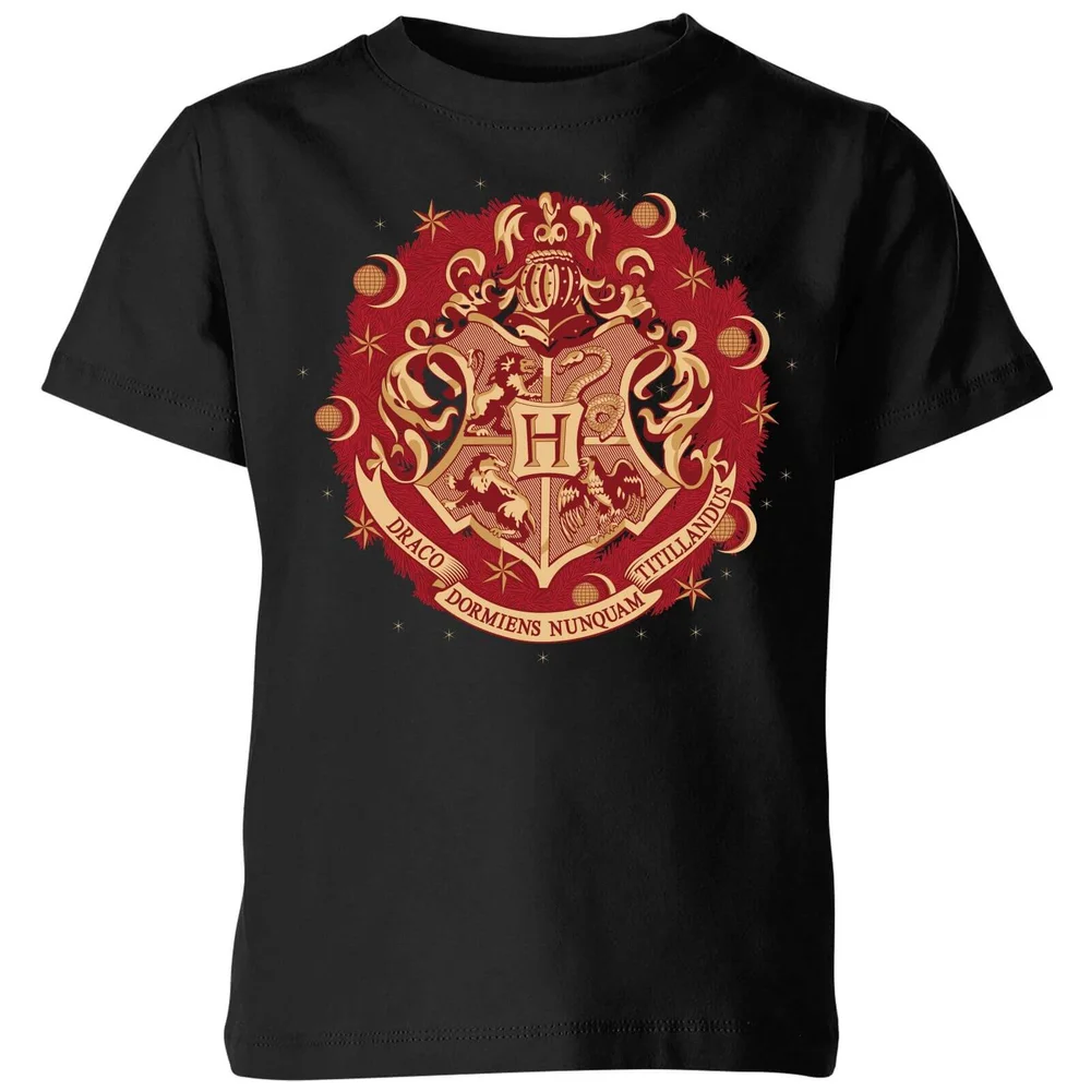 Harry Potter Hogwarts Christmas Crest Kids' T-Shirt - Black - 3-4 ans Image 1