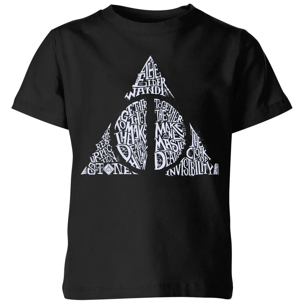 Harry Potter Deathly Hallows Text Kids' T-Shirt - Black - 3-4 ans Image 1