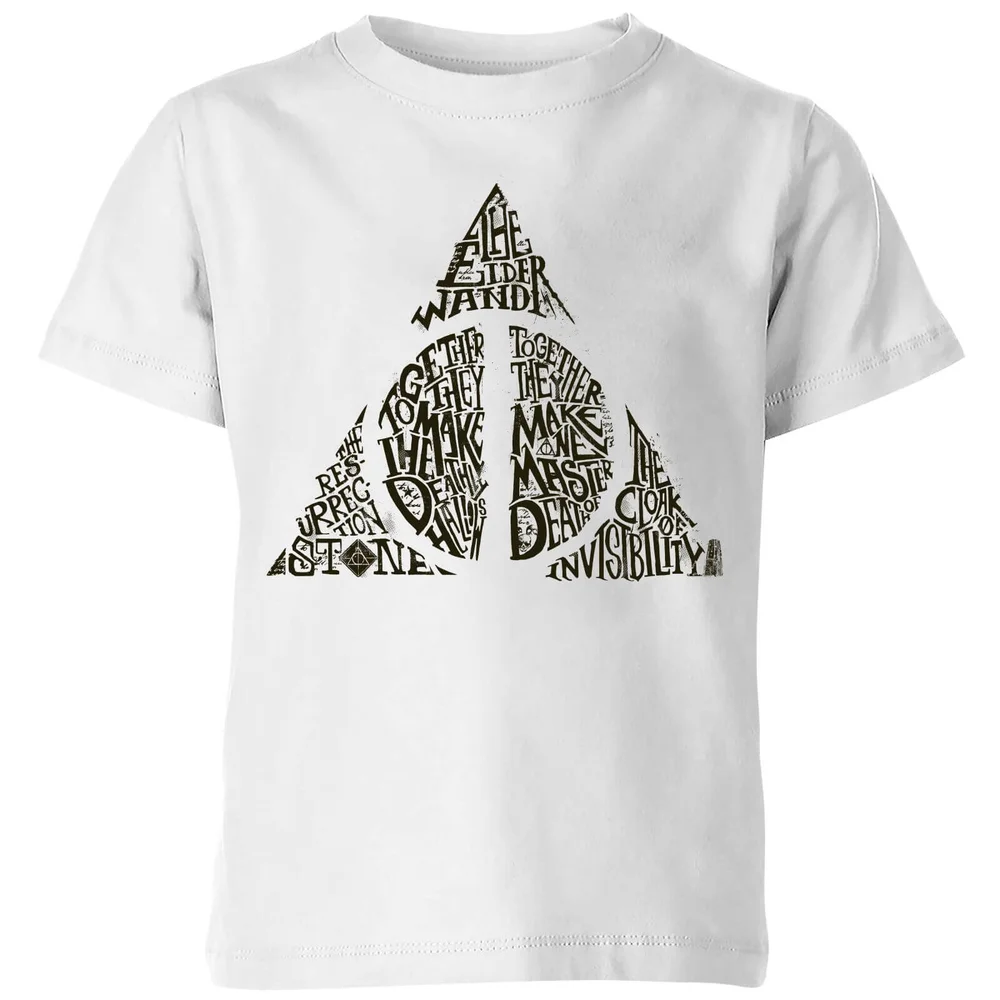 Harry Potter Deathly Hallows Text Kids' T-Shirt - White - 3-4 ans Image 1