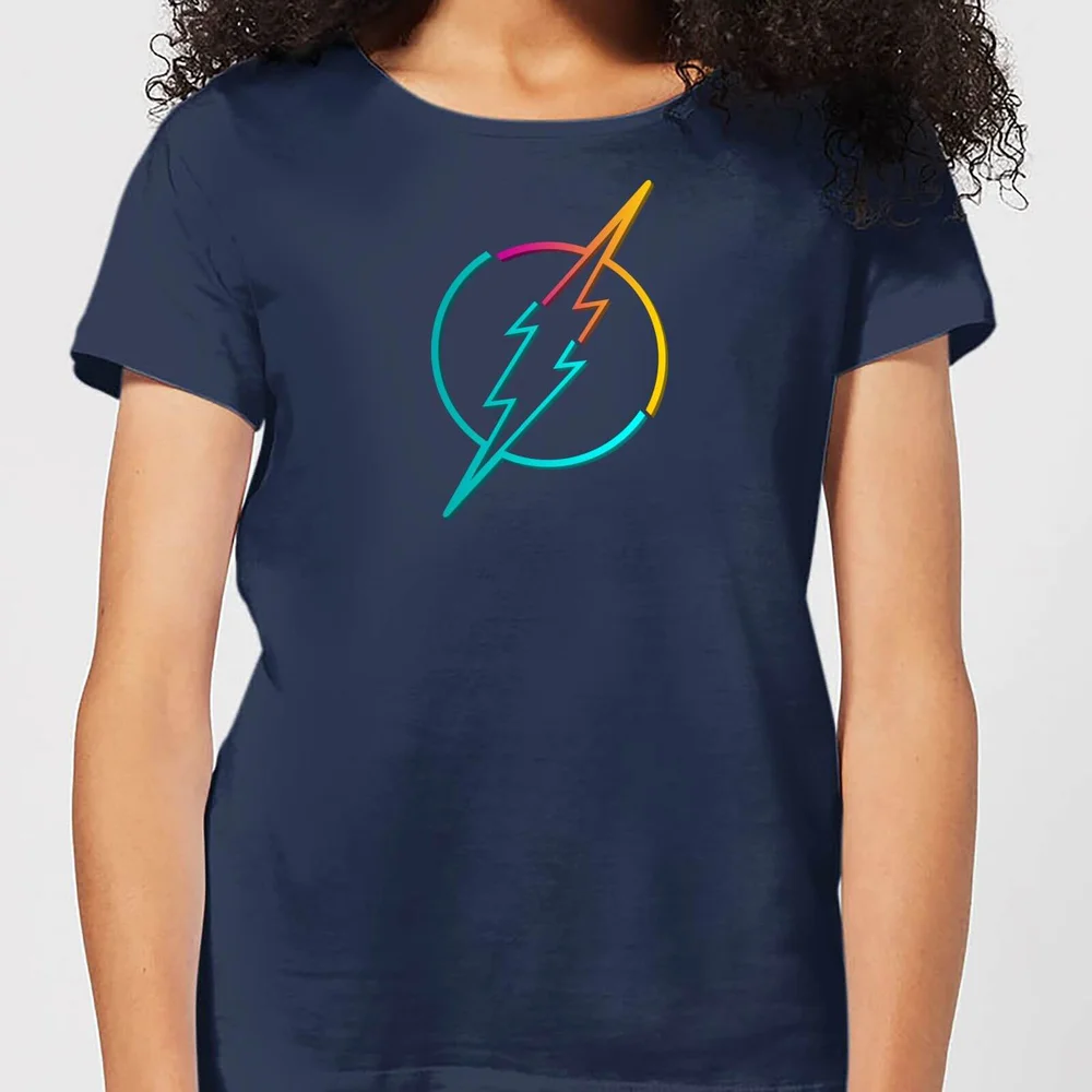 Justice League Neon Flash Women's T-Shirt - Navy - S Image 1