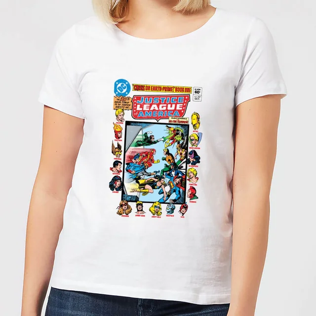 Justice League Crisis On Earth-Prime Cover Women's T-Shirt - White