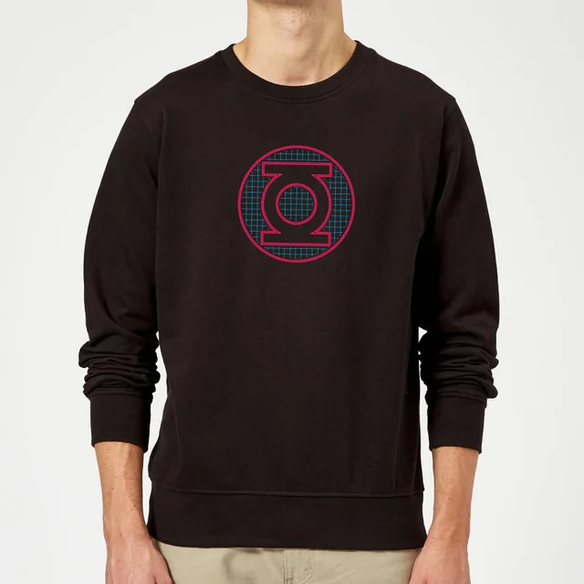 Justice League Green Lantern Retro Grid Logo Sweatshirt - Black