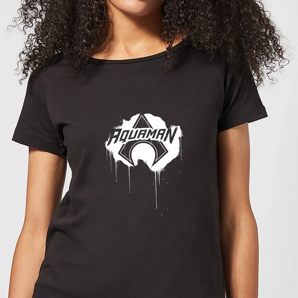 Justice League Graffiti Aquaman Women's T-Shirt - Black - S Image 1