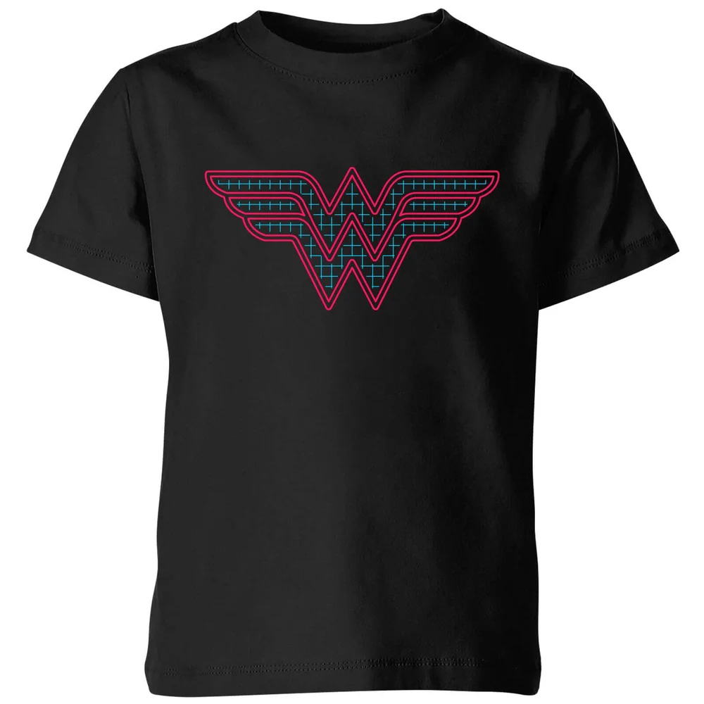 Justice League Wonder Woman Retro Grid Logo Kids' T-Shirt - Black - 3-4 ans Image 1