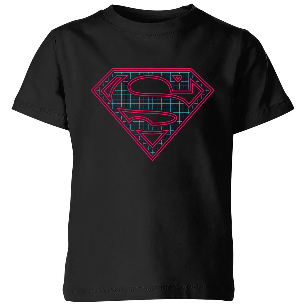Justice League Superman Retro Grid Logo Kids' T-Shirt - Black - 3-4 ans Image 1