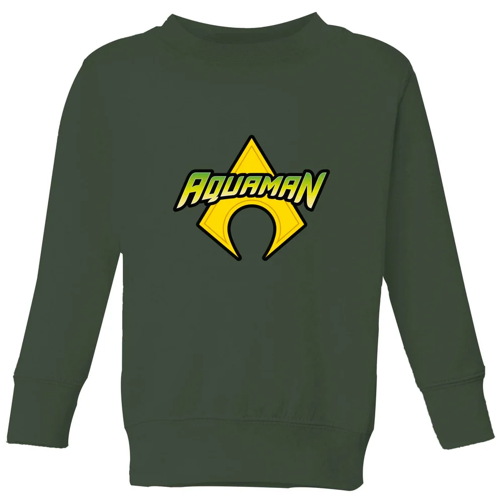 Justice League Aquaman Logo Kids' Sweatshirt - Forest Green - 3-4 ans Image 1