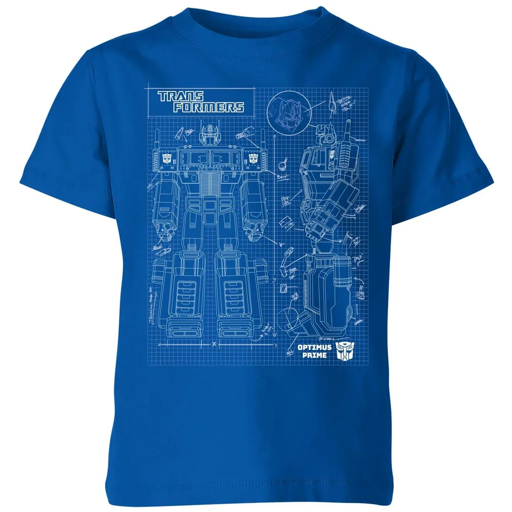 Transformers Optimus Prime Schematic Kids' T-Shirt - Royal Blue - 3-4 ans Image 1