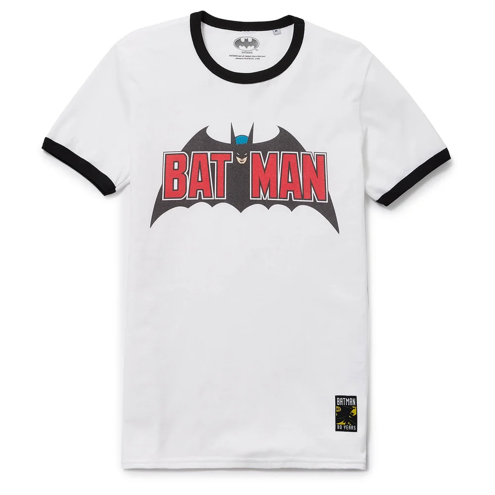 80 ans de Batman - T-shirt Super Ringer - années 70 - Blanc/Noir - S Image 1