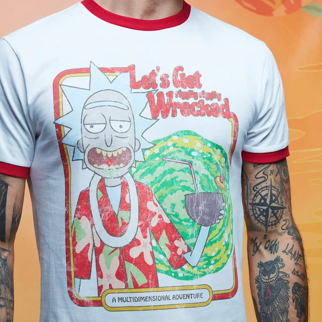 T-shirt - Rick and Morty Riggity Riggity Wrecked - Blanc / Rouge