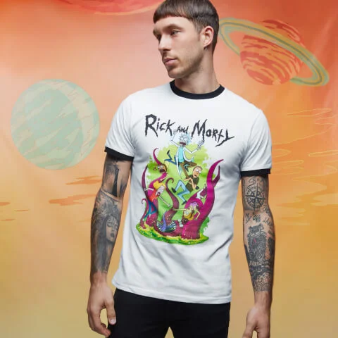 T-shirt - Rick and Morty 70s - Blanc / Noir - L Image 1