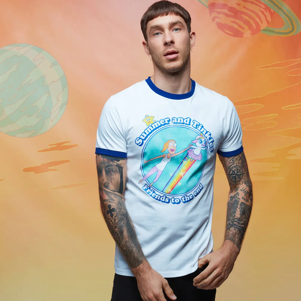 T-shirt - Rick and Morty Summer & Tinkles Ringer - Blanc / Bleu - S Image 1
