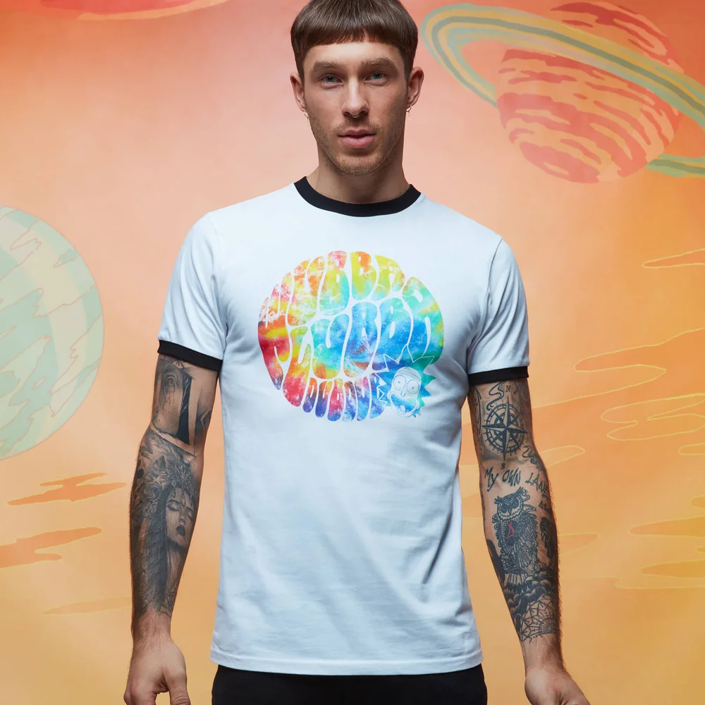 T-shirt - Rick and Morty Wubba Lubba Dub Dub Rainbow Psychedelic - Blanc / Noir - XL Image 1