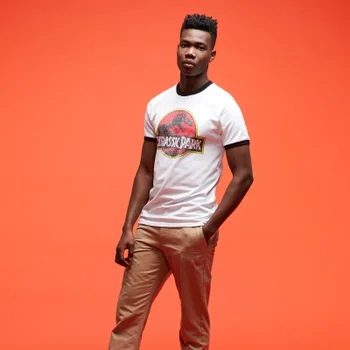 Jurassic Park Primal Vintage Logo Vintage T-Shirt Unisexe - Blanc & Noir