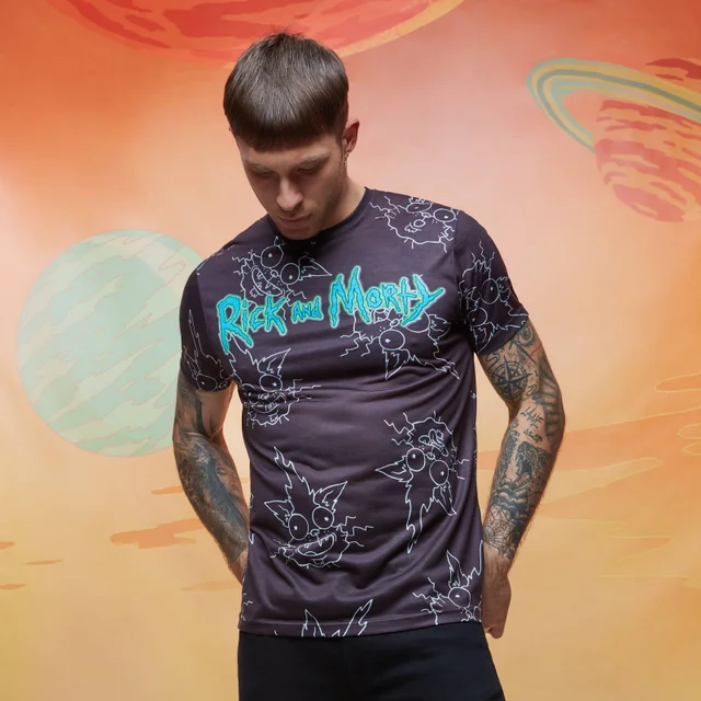 T-shirt - Rick and Morty All-Over Print Faces - Noir