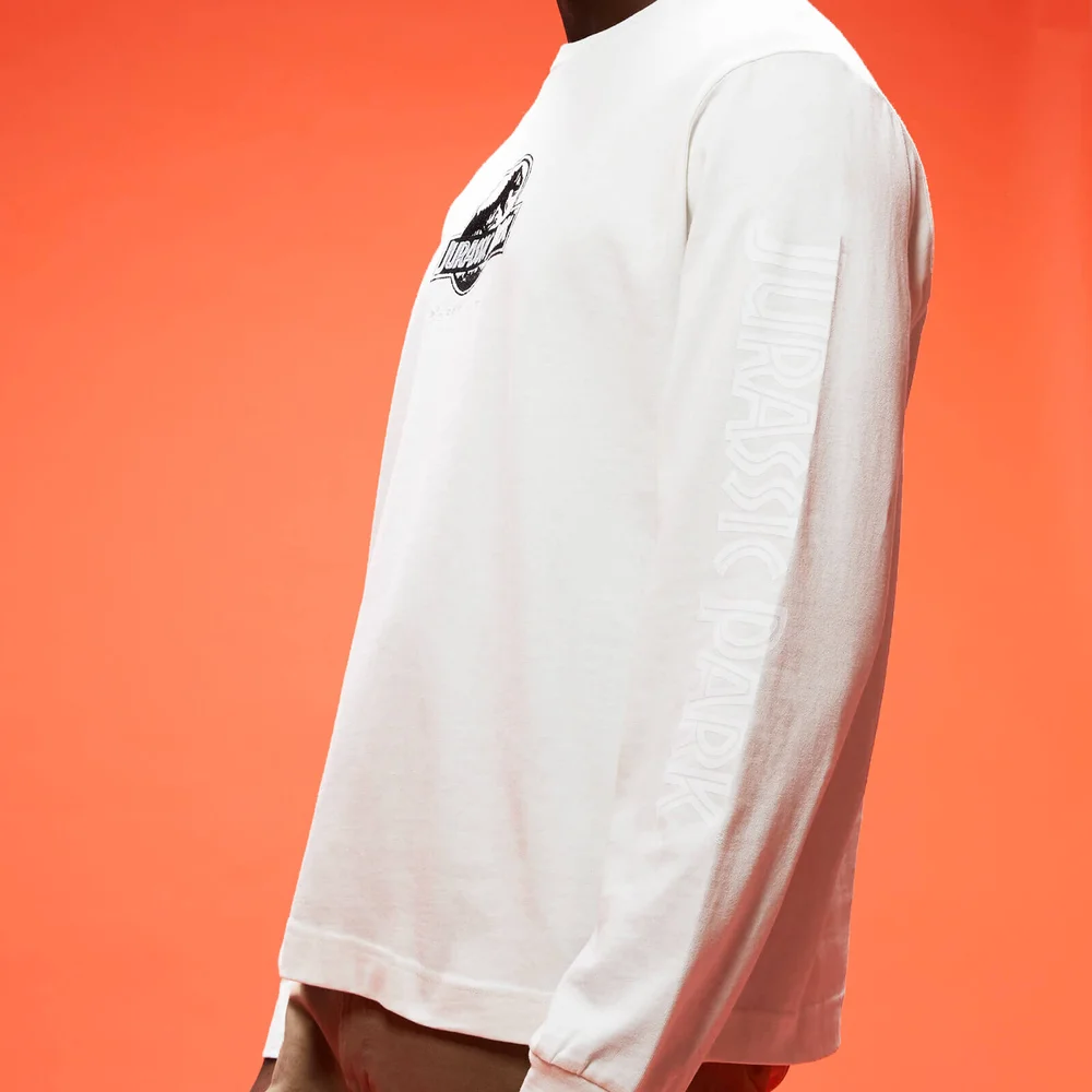 Jurassic Park Primal Logo Brodé Unisexe Manche Longue T-Shirt - Couleur Crème - XS Image 1