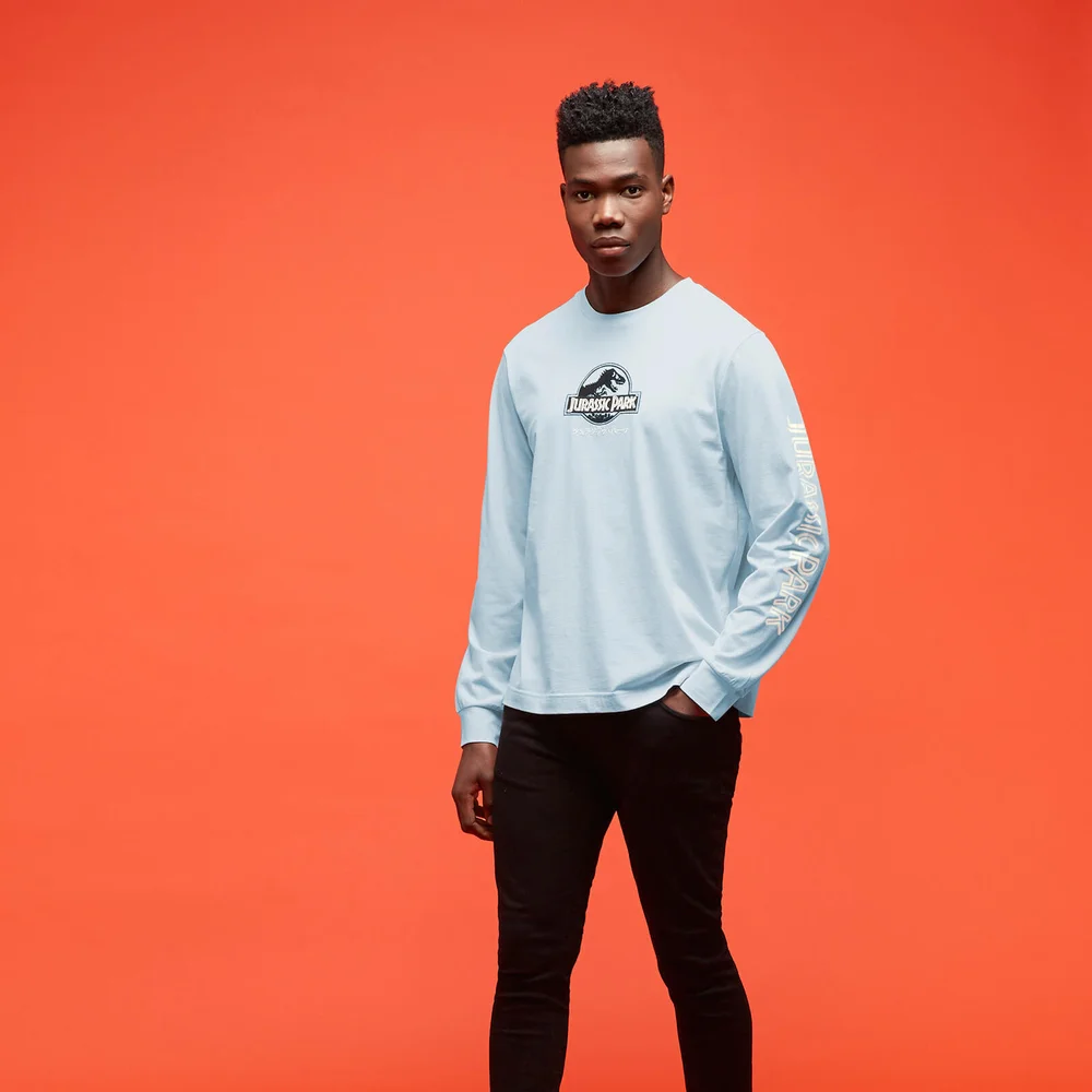 Jurassic Park Primal Logo Brodé T-Shirt Unisex Manche Longue - Bleu Clair - XS Image 1