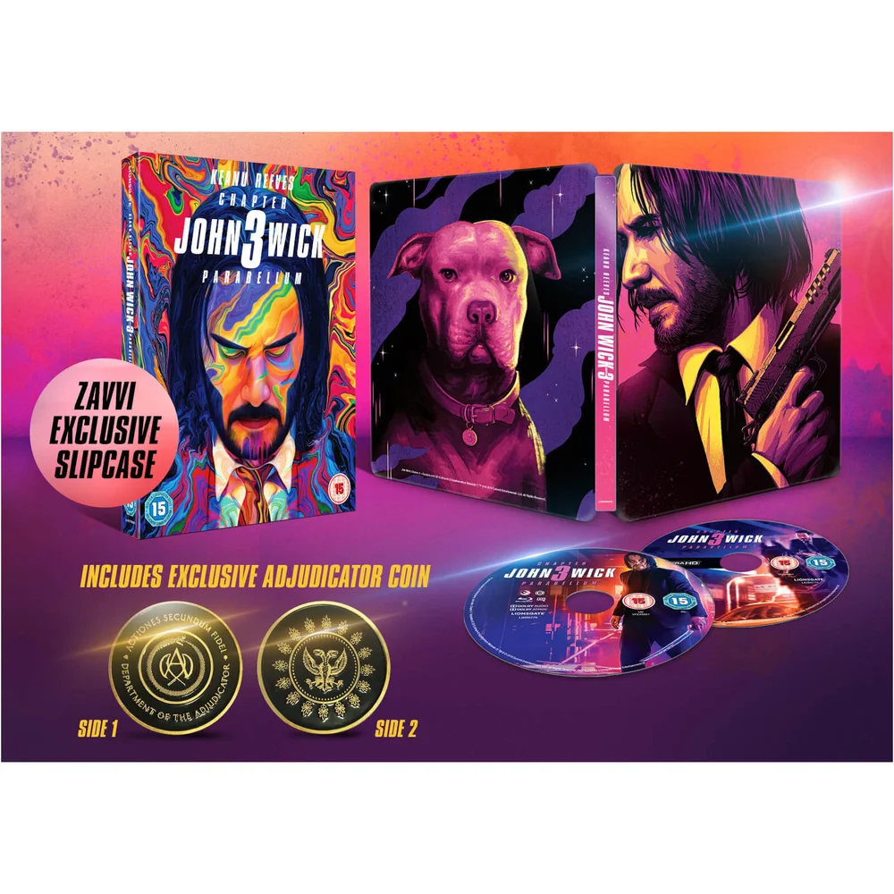 John Wick Parabellum – Steelbook 4K Ultra HD Exclusif (Également inclus : Blu-ray, pièce de collection exclusive et un étui) Image 1